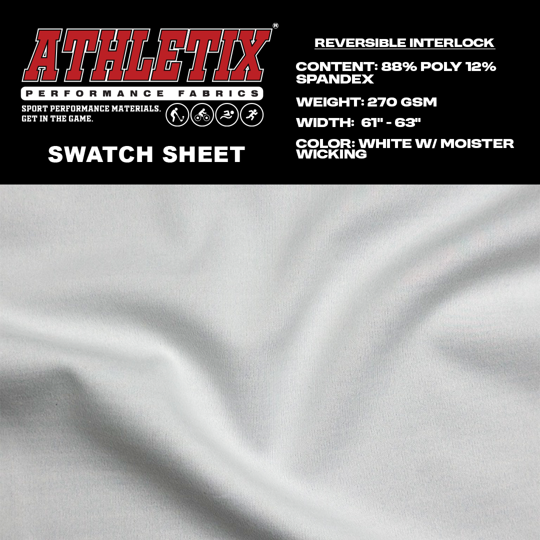 REVERSIBLE POLY SPANDEX INTERLOCK.
